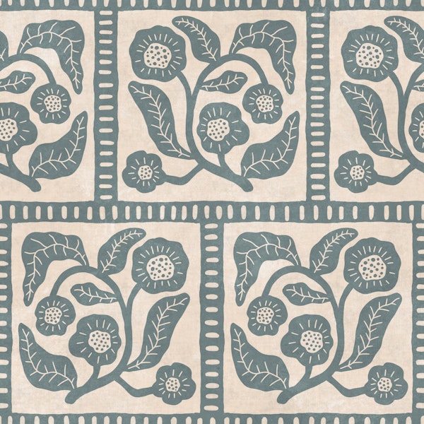 Dusty blue botanical square blocks