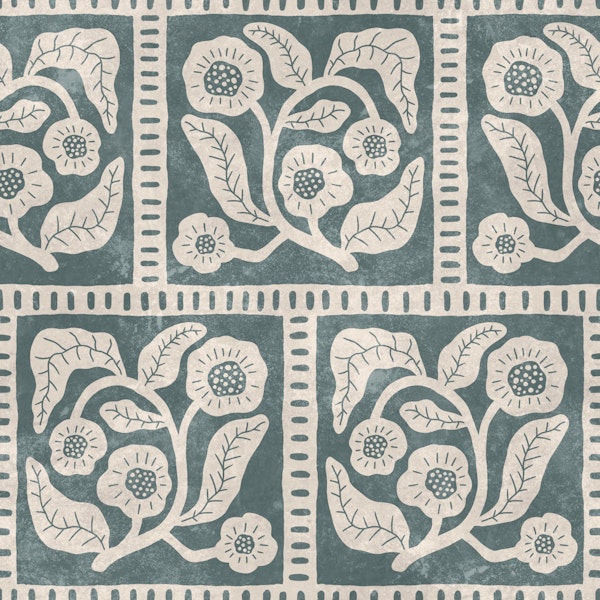 Slate blue block flower branches