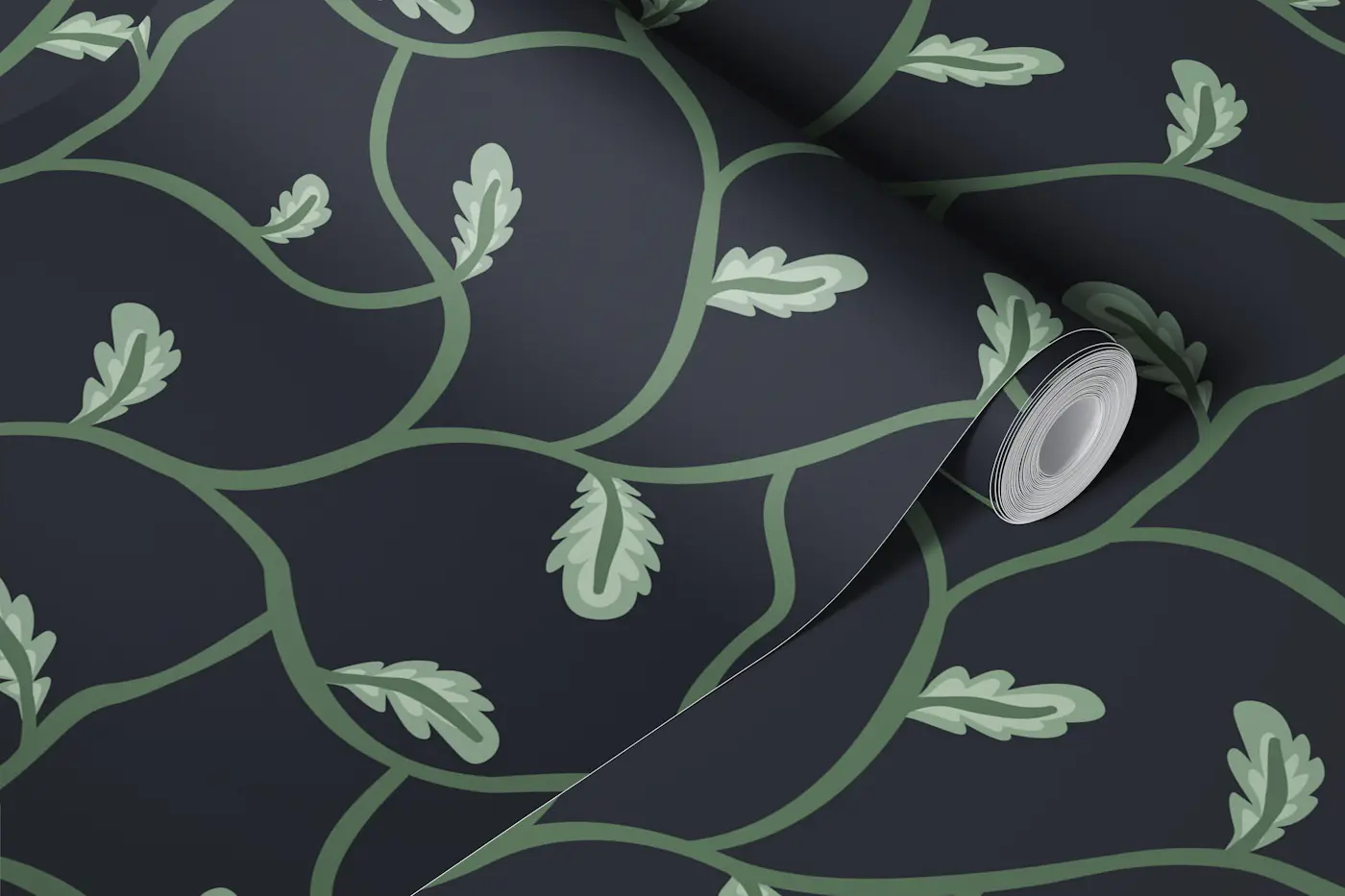 Vintage Chintz Boho Botanical Leaf Vine Dark wallpaper roll