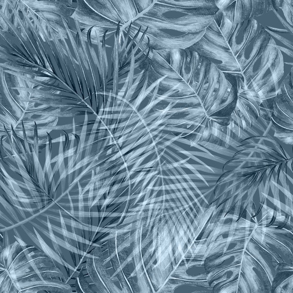 Smoky blue jungle leaf canopy