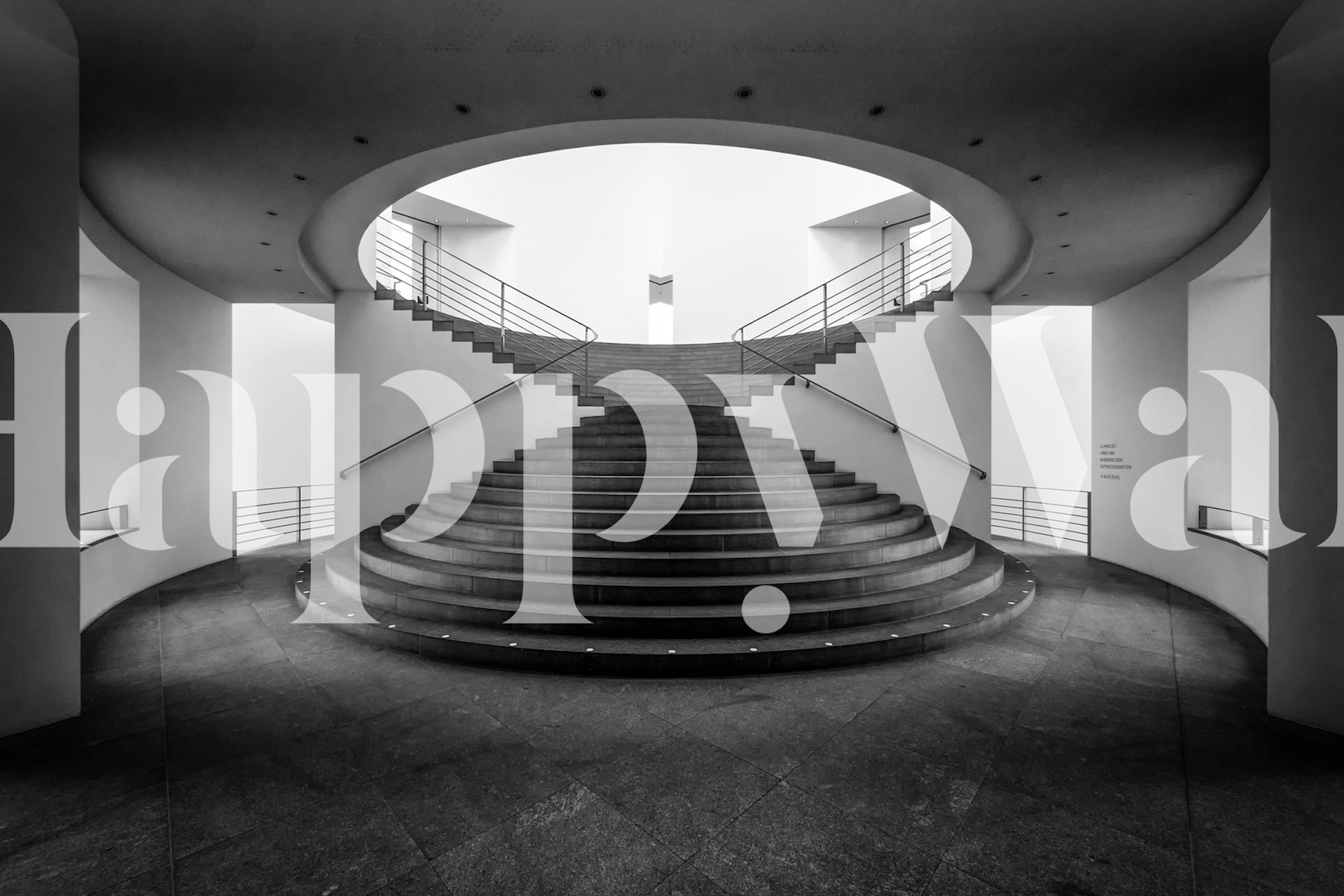 Round staircase with modern white and grey walls wallpaper