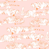 Sleeping Tigers - Pink and Orange behang