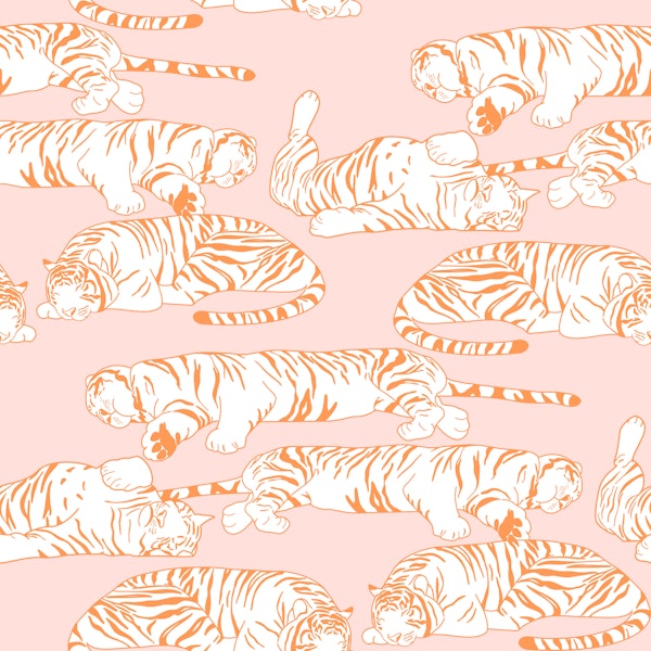 Sleeping Tigers - Pink and Orange