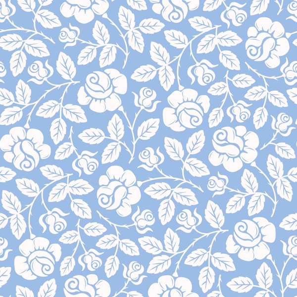 Rose Garden - Blue inverted