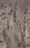 Taupe Meadow Wildflower Silhouettes wallpaper