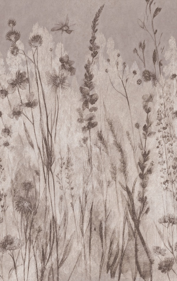Taupe Meadow Wildflower Silhouettes