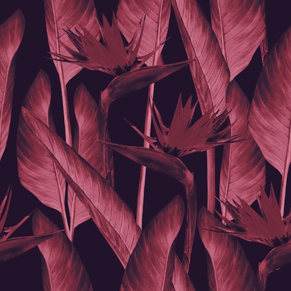 Burgundy tropical leaf silhouette