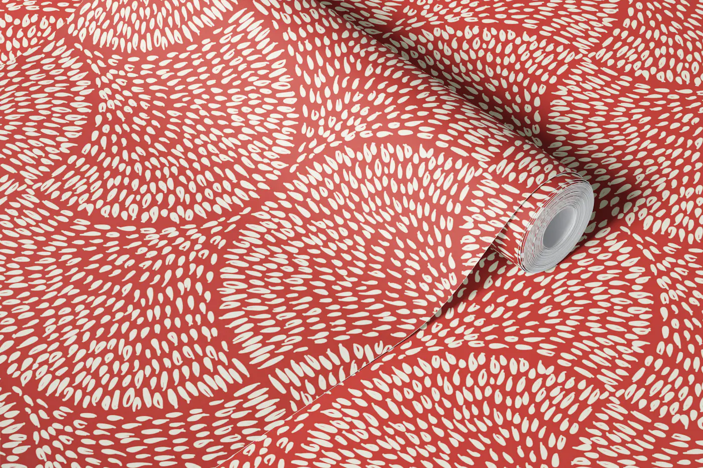 Brick Red Abstract Petal Dashes wallpaper roll