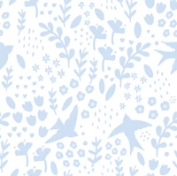Blue and White Calming Bird Floral tapet