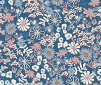 Denim Blue Wildflowers and Bees wallpaper