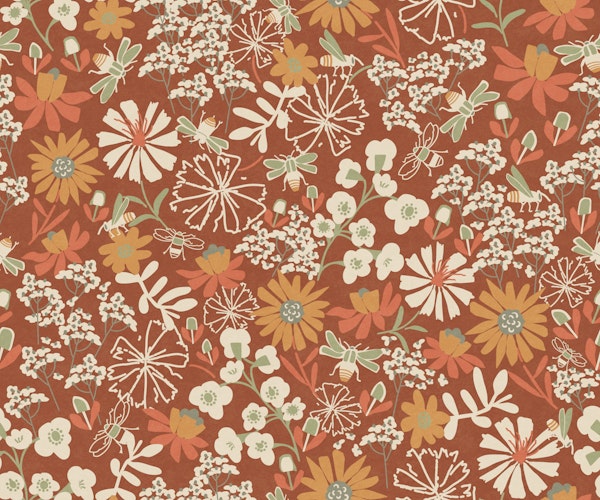 Rust orange wildflowers and bees