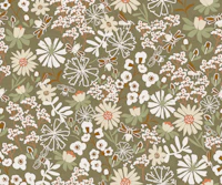 Olive floral bees and daisies tapet