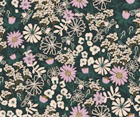 Deep teal floral nursery blooms tapet
