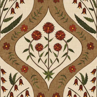 Arabesque in Red & Olive carta da parati
