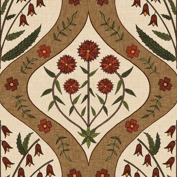 Arabesque in Red & Olive