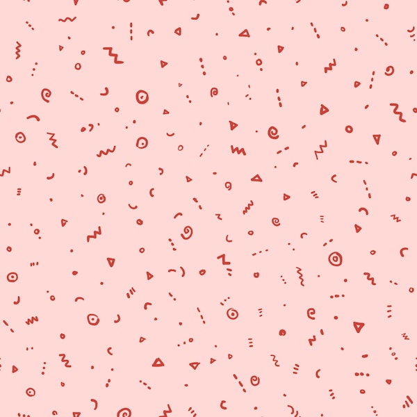 Blush pink red doodle squiggles