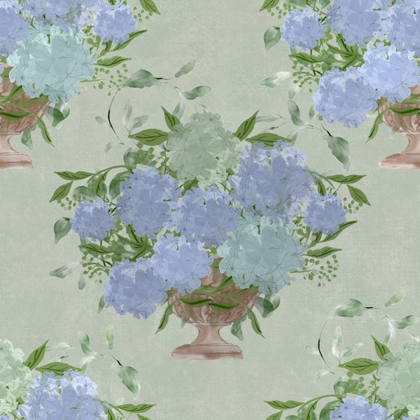Hydrangea Bouquets in Urns - Sage Green