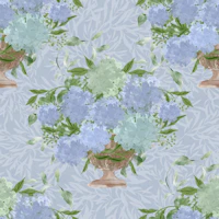 Hydrangea Bouquets in Urns - Blue Foliage wallpaper