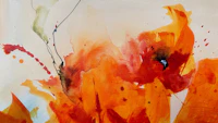 Burnt orange abstract poppy bloom tapet