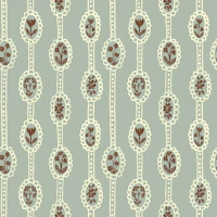 Cream botanical stripes on sage green small tapetit
