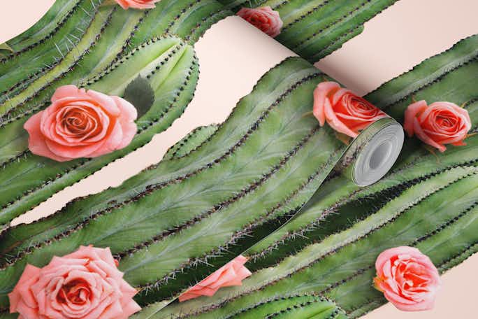 CACTUS AND ROSESwallpaper roll