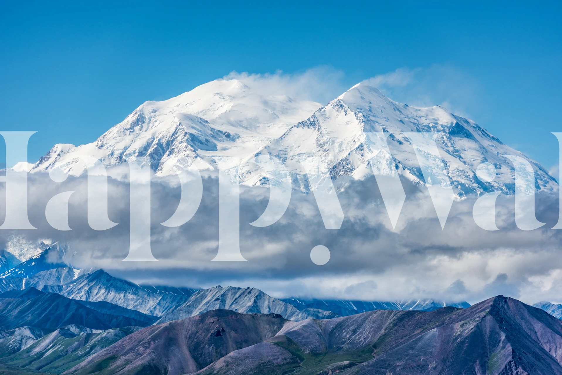 Storm-cleared mountain peak wall mural