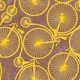 Mustard yellow bike wheels on taupe