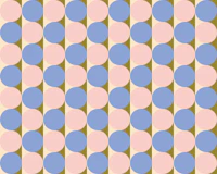 Retro Geometric Circles - Periwinkle & Blush wallpaper