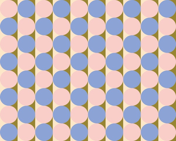 Retro Geometric Circles - Periwinkle & Blush