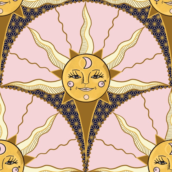 Blush Pink Celestial Sun and Moon