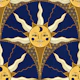 Navy blue celestial sun and moon