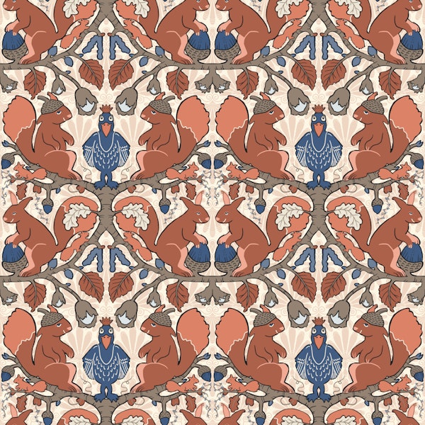 Terracotta squirrels and acorns