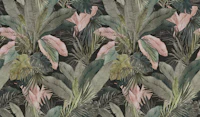 Bali Tropical watercolour Jungle leaves black wallpaper