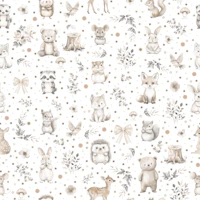 Cute Nursery Woodland Animals 2 White wallpaper