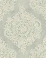 Sage Green Botanical Mandala Linework wallpaper