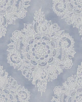 Dusty Blue Botanical Mandala Linework wallpaper
