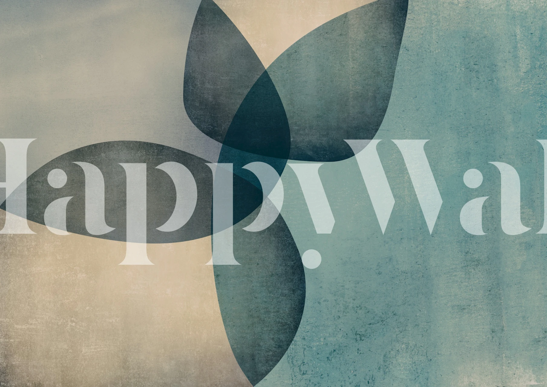 Dusty teal organic shapes wallpaper in a room