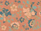 Vintage Peony Flowers Terracotta Teal Aqua