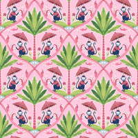 Blush Pink Jungle Monkeys And Palms wallpaper