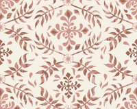 Terracotta and Cream Botanical Damask behang
