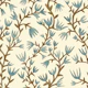 Blue vintage botanical vines on creeam