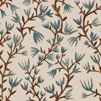 Vintage blue and brown botanical vines wallpaper