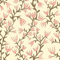 Pink and olive green botanical vines wallpaper