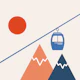 Retro Mountain Peaks Red and Blue