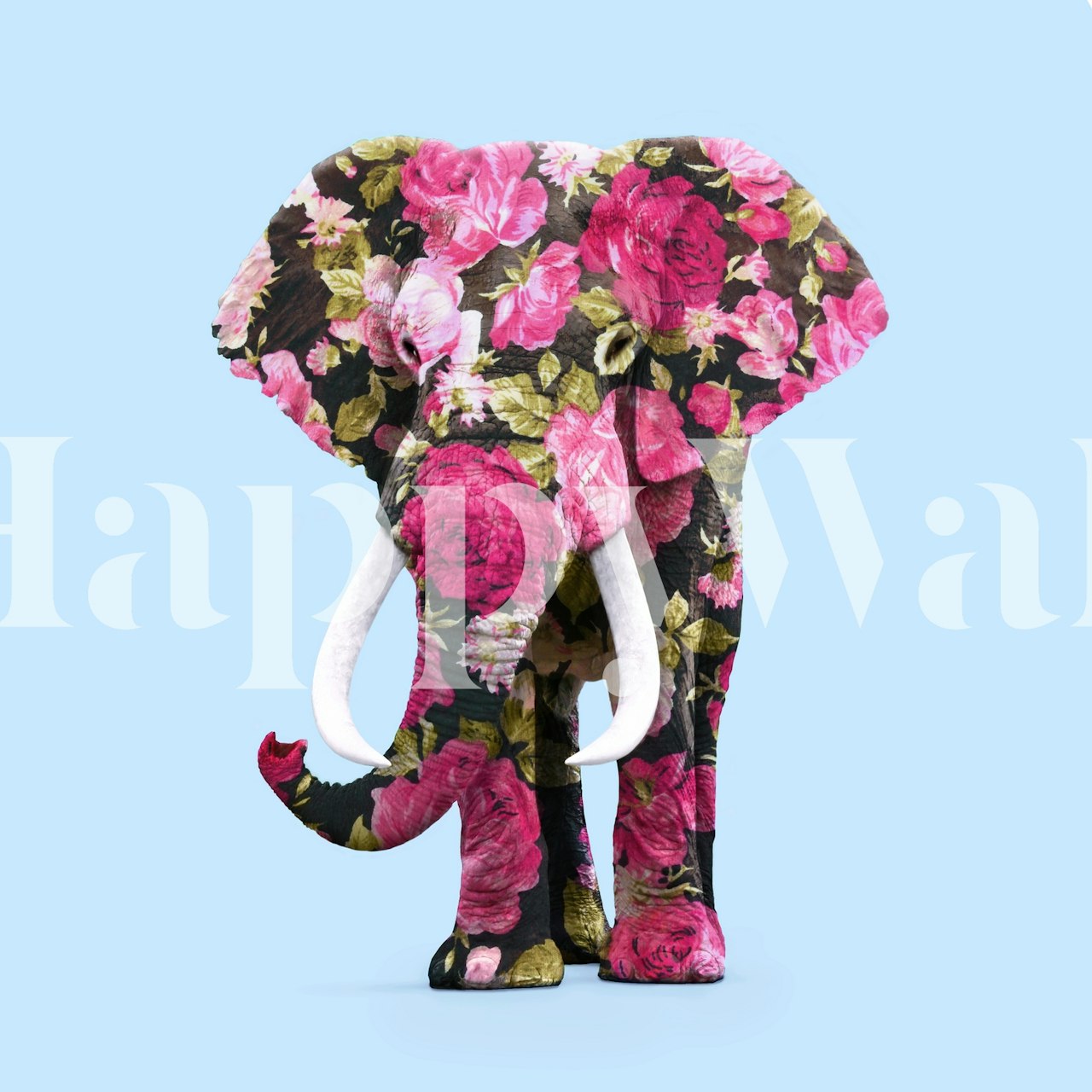 Floral Elephant Tapetdesign I Et Rom