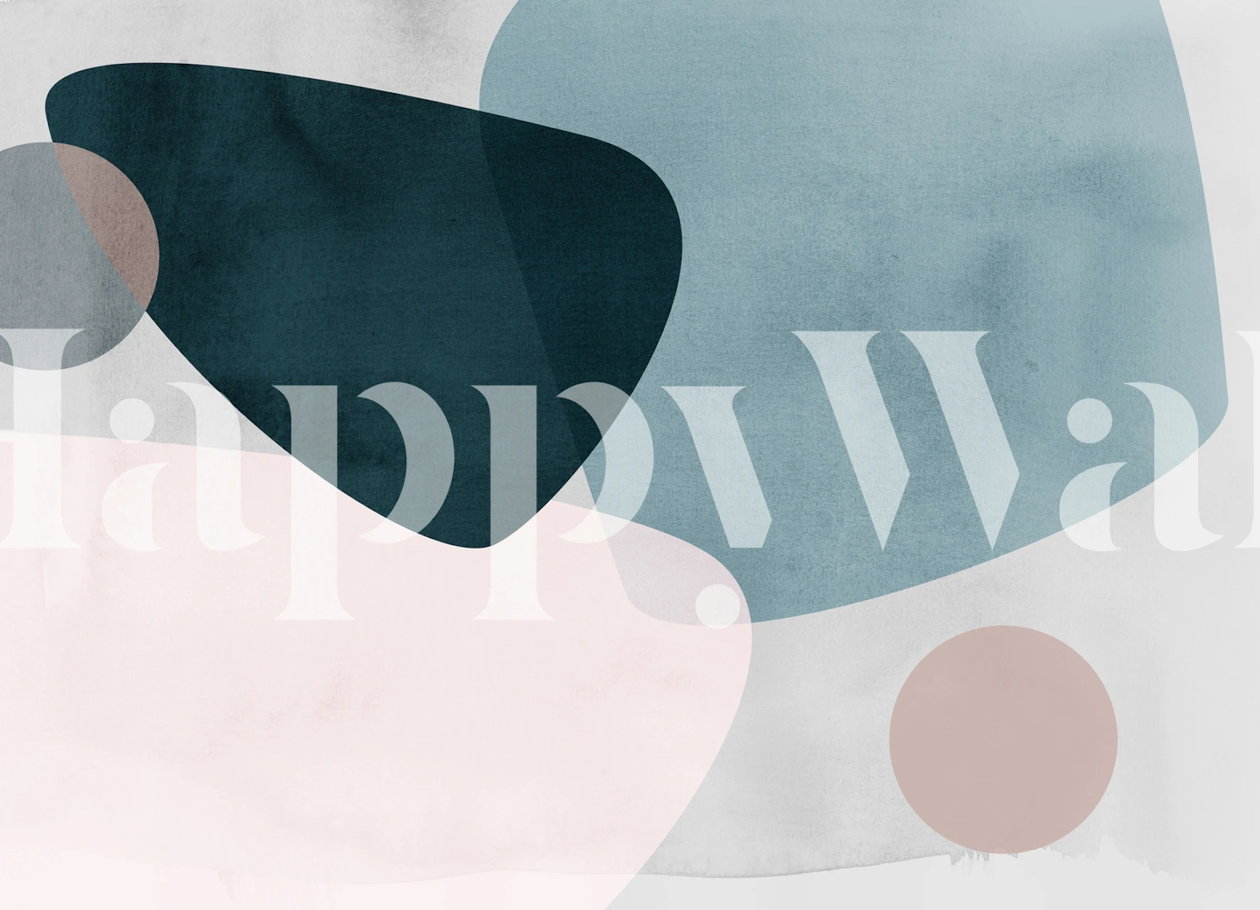 Blue and pink abstract shapes on a light background wallpaper