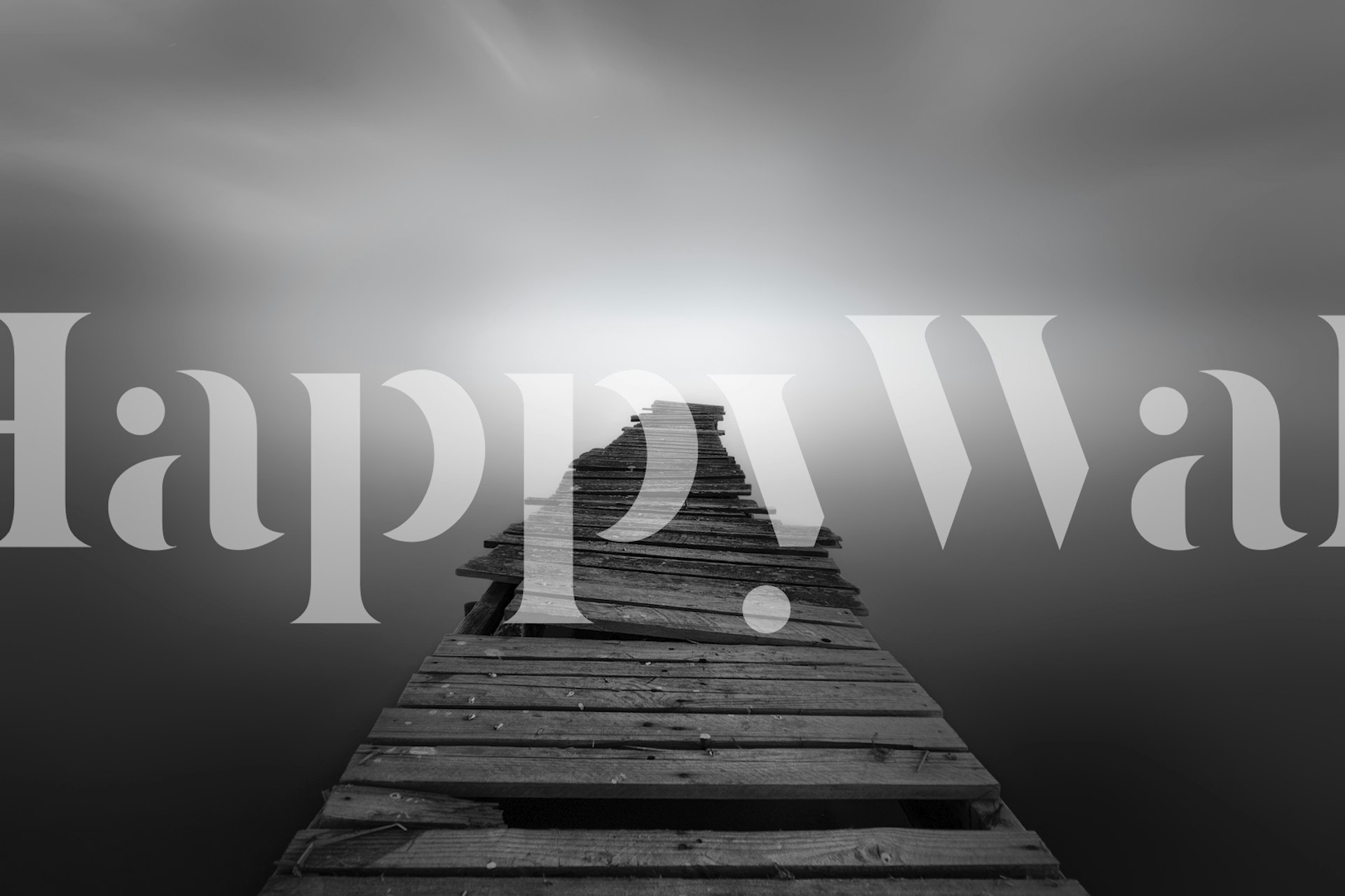 Monokrom pir tapet som sträcker sig in i dimmig horisont