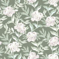 Sage Green Peonies and Leaves tapete