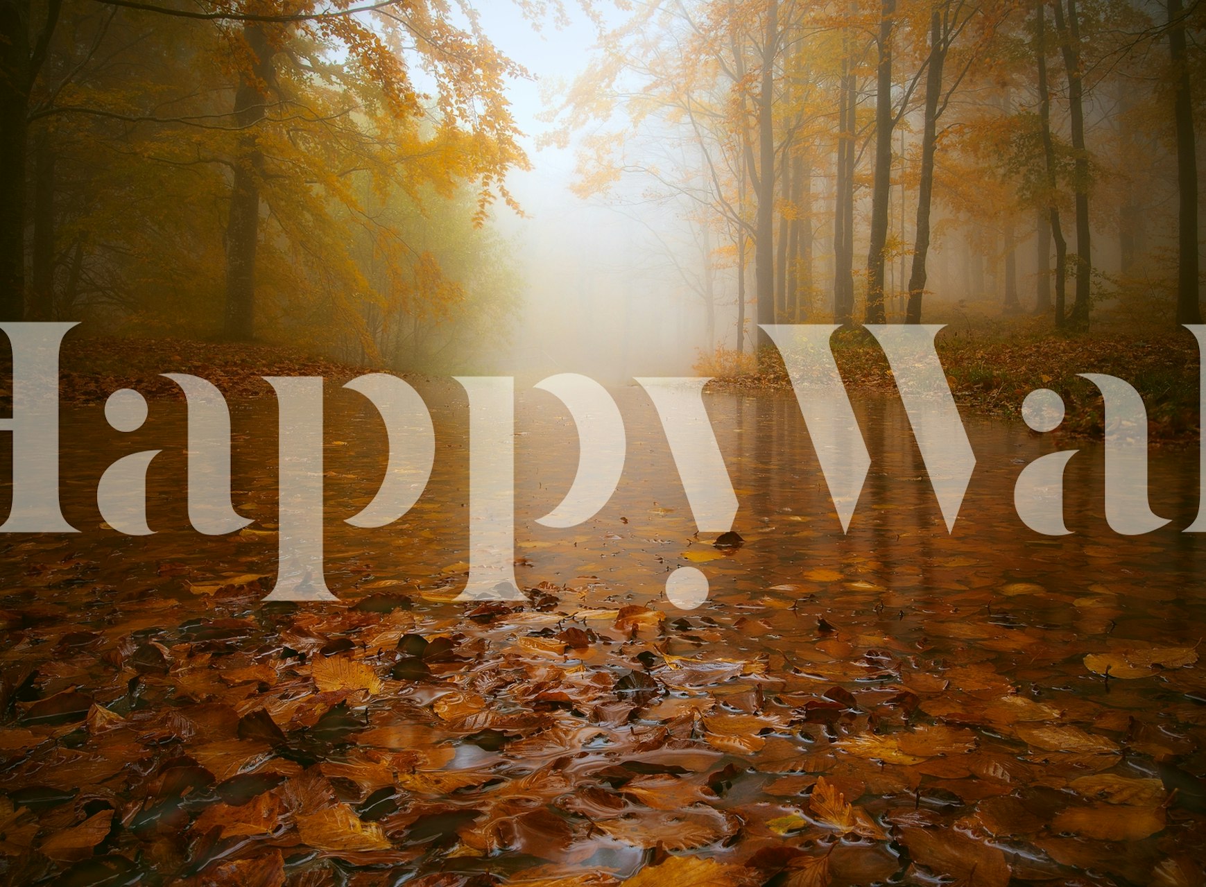 Wallpaper design featuring autumn flooding scene