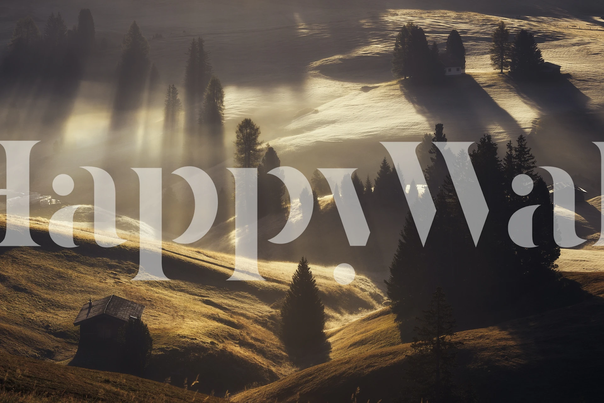 Sunrise in Dolomites wallpaper in a room